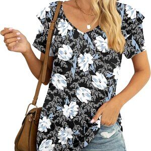 Women's Summer V-Neck Ruffle Sleeve Tops